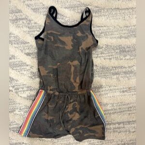 Pixielane Romper with Rainbow Side Stripes